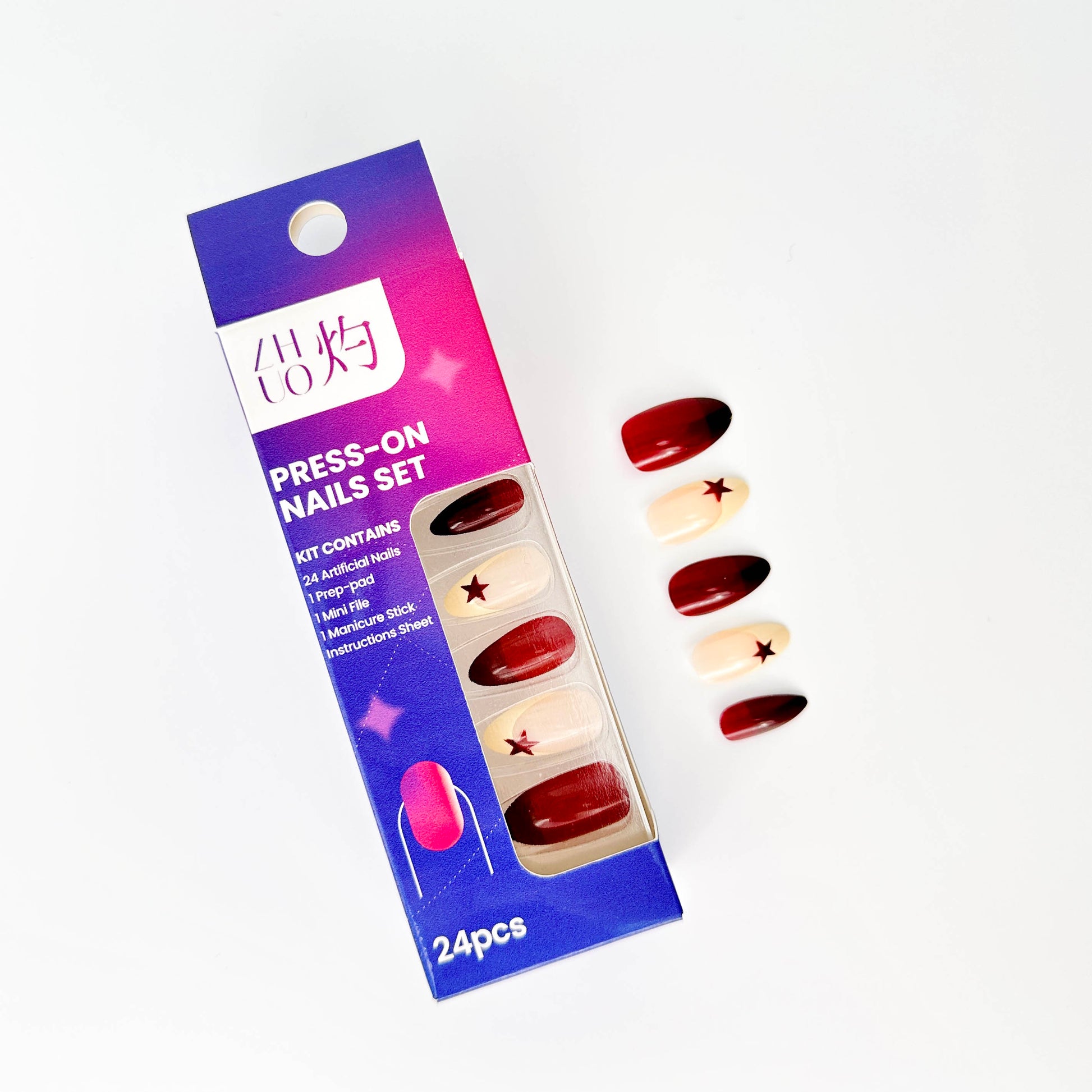 Crimson Star Muse Press-On Nails