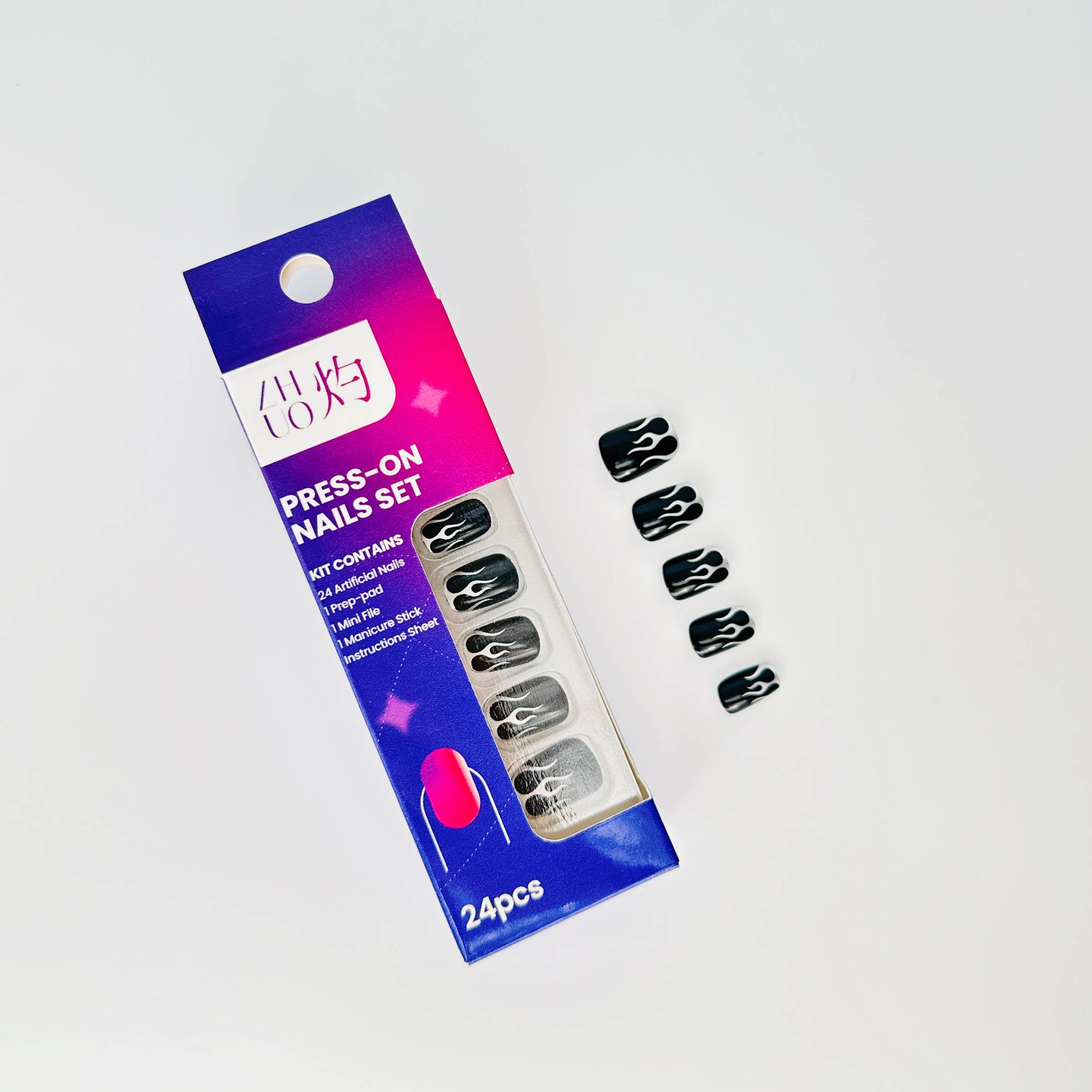 Flame Noir Press-On Nails